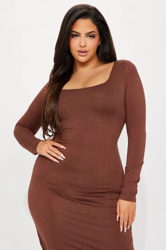 All Ruched Up Maxi Dress - Brown