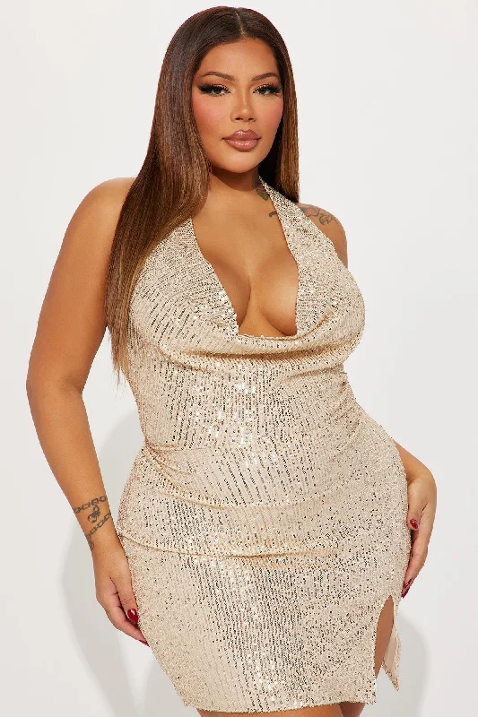 Amara Sequin Mini Dress - Nude