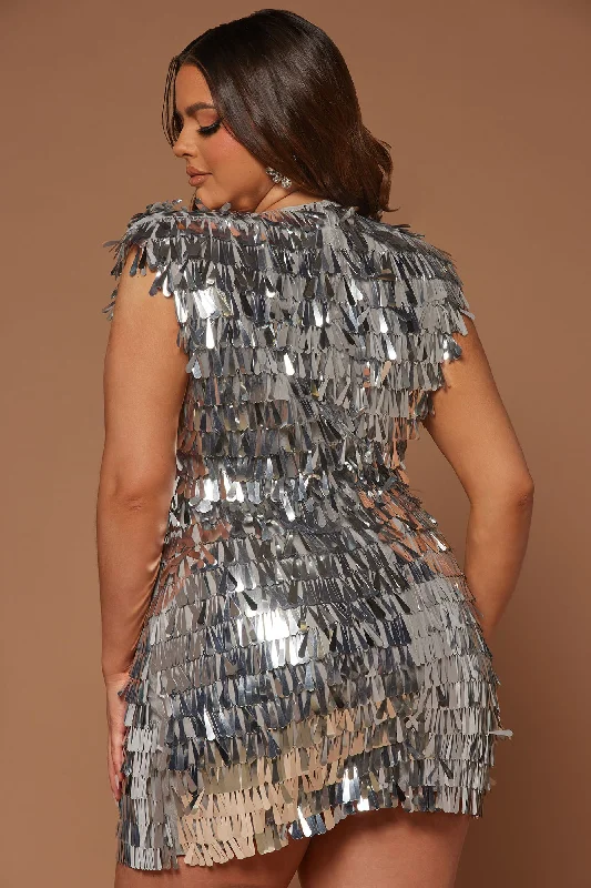 Aneesha Paillette Mini Dress - Silver