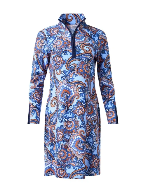 Anna Blue and Orange Print Dress