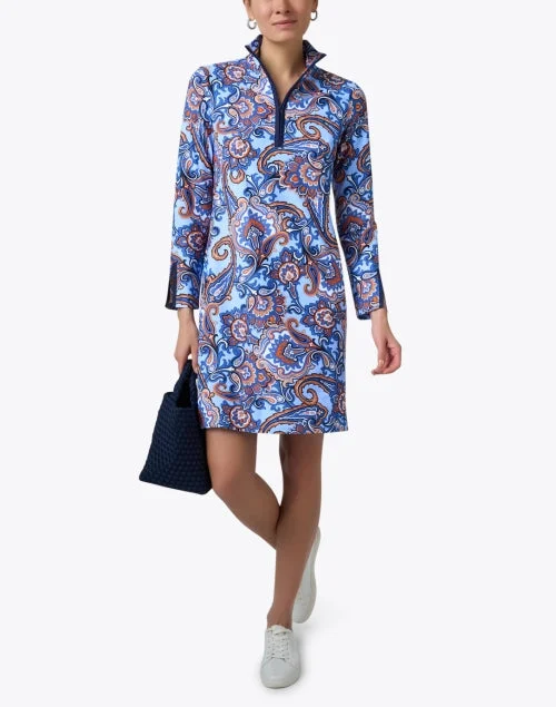 Anna Blue and Orange Print Dress