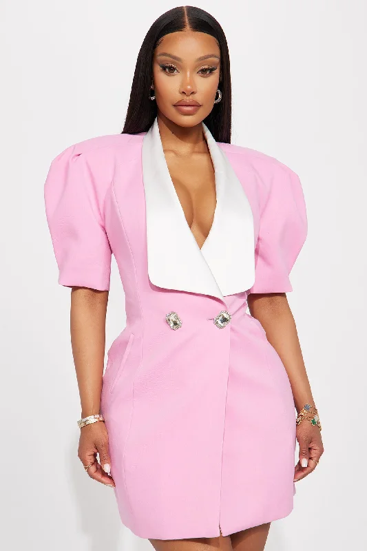 Audrey Blazer Mini Dress - Pink