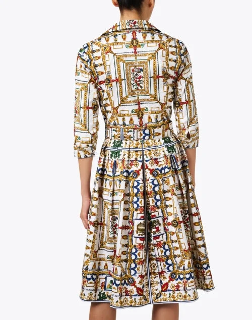 Audrey White Multi Print Stretch Cotton Dress