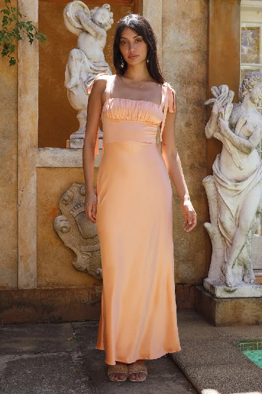 Blissful Satin Maxi Dress Orange