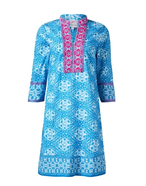 Blue and Pink Print Tunic Dress