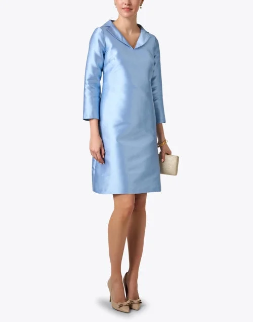 Blue Satin Shift Dress