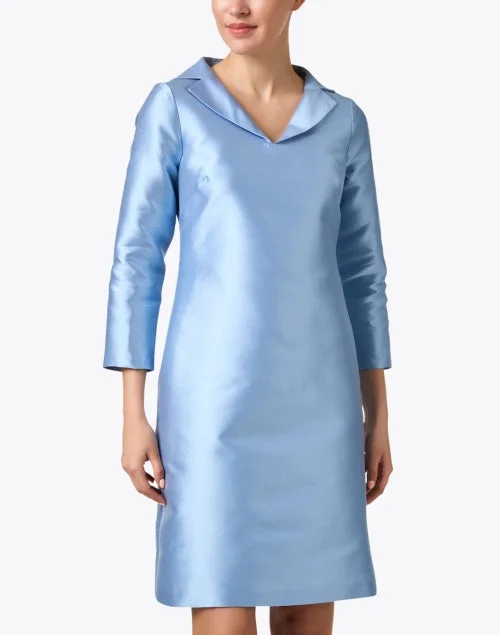 Blue Satin Shift Dress