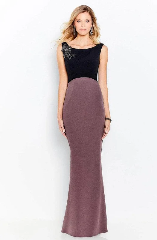 Cameron Blake - Scoop Neck Fitted Evening Dress 120601