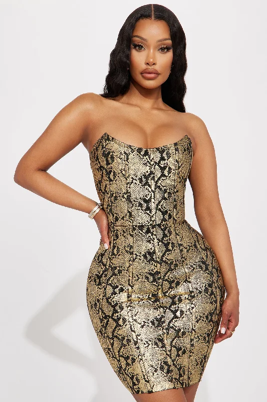 Clarissa Bandage Mini Dress - Gold/Black