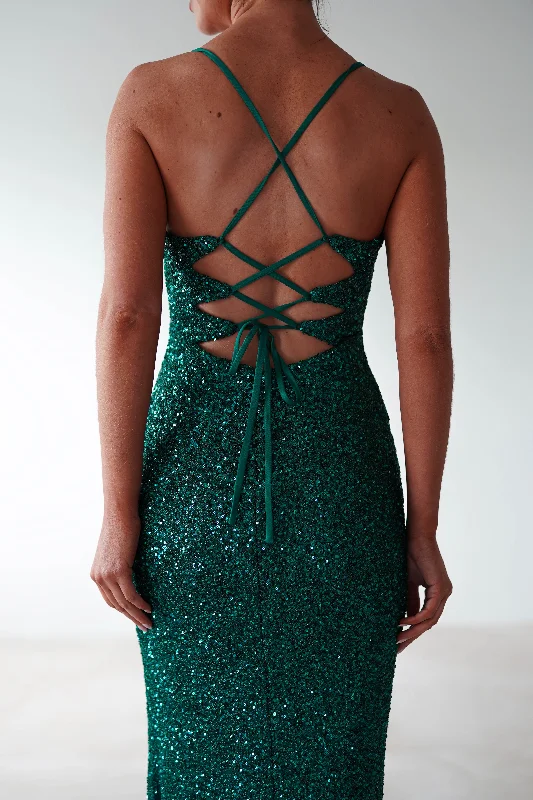 Clarisse Bodycon Sequin Gown | Emerald Green