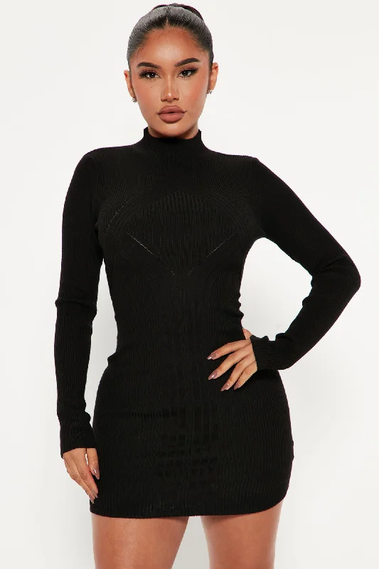 Cold As Ice Sweater Mini Dress - Black