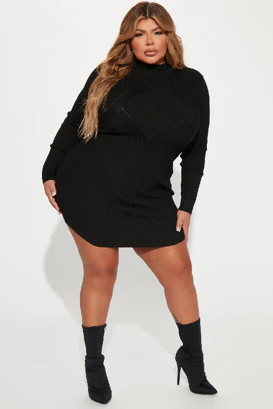 Cold As Ice Sweater Mini Dress - Black