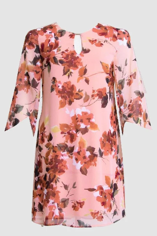 Connected Apparel Short Long Sleeves Floral Dress