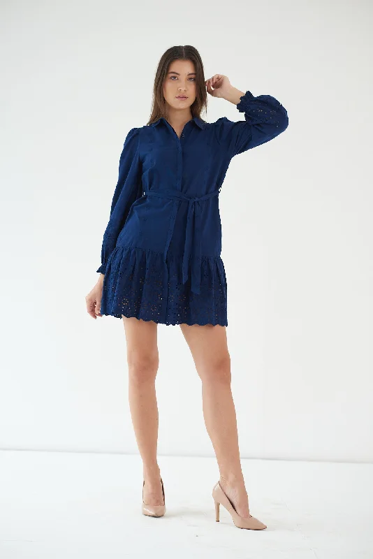 100% Pure Cotton Women's Blue cotton shirt dress