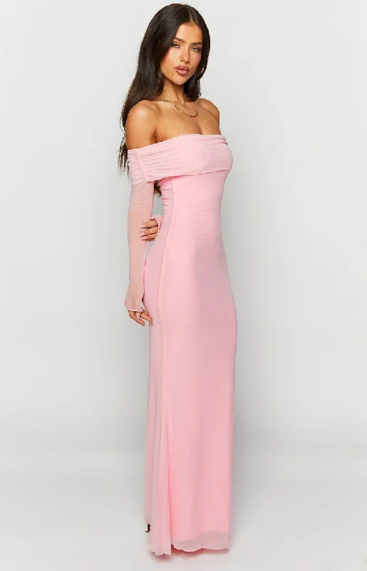 Coraline Pink Long Sleeve Maxi Dress