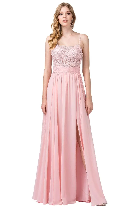 Dancing Queen - 2789 Beaded Lace Embroidery Square Neck A-Line Gown