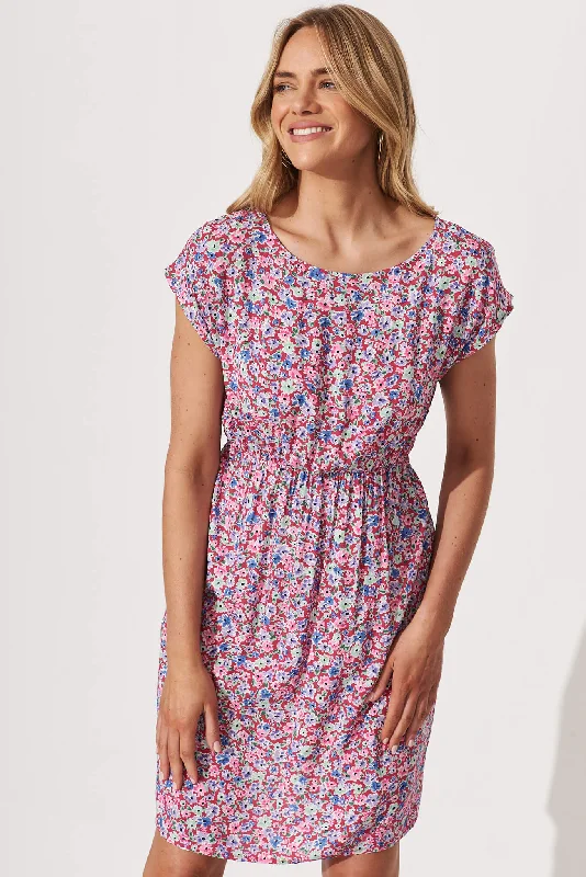 Darcy Dress In Pink Multi Floral