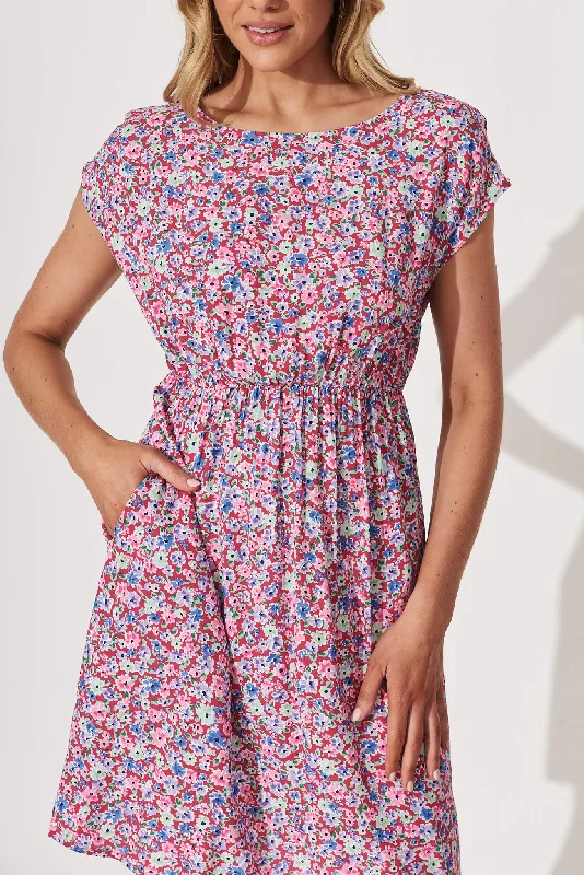 Darcy Dress In Pink Multi Floral