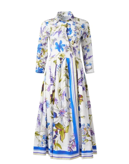 Elenat White Multi Floral Print Dress