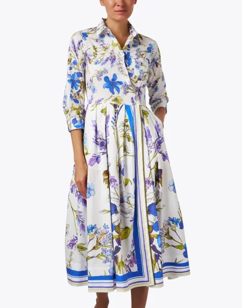 Elenat White Multi Floral Print Dress