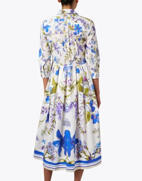 Elenat White Multi Floral Print Dress