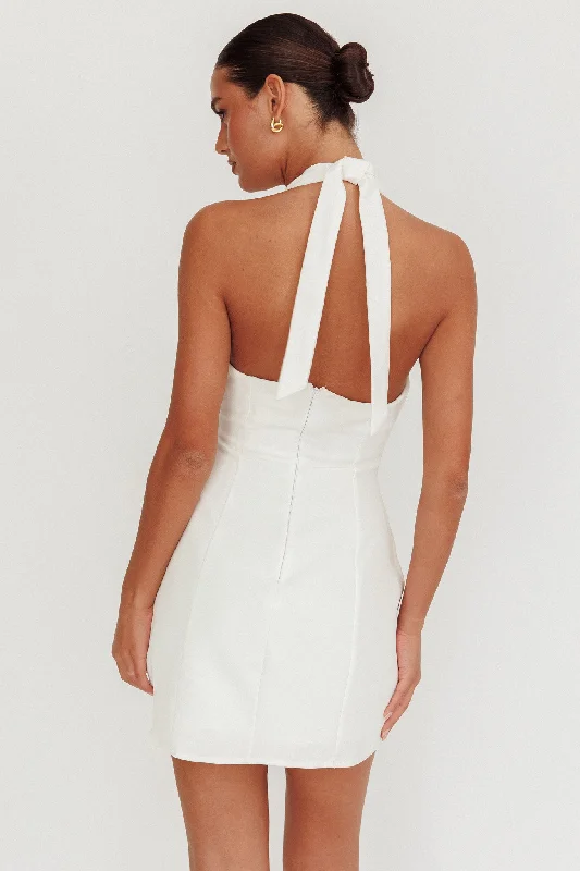 Elisabet Halter Neck Mini Dress Off White