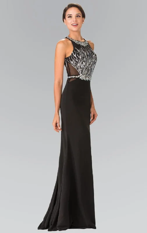 Elizabeth K - GL2294 Beaded High Neck Rome Jersey Trumpet Gown