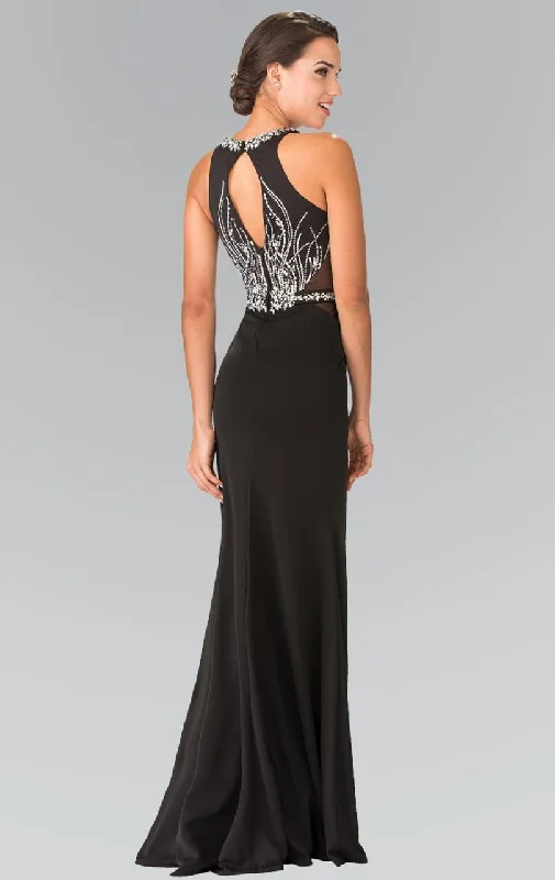 Elizabeth K - GL2294 Beaded High Neck Rome Jersey Trumpet Gown