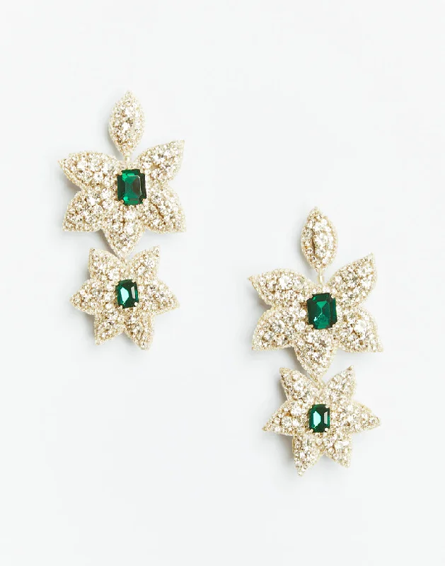 Pre-Order - Emerald Blossom Drop Earrings