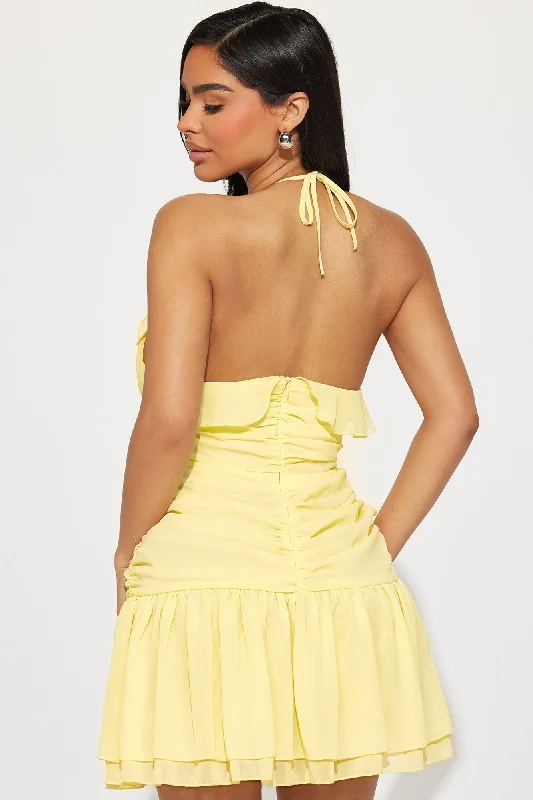 Emily Chiffon Mini Dress - Yellow