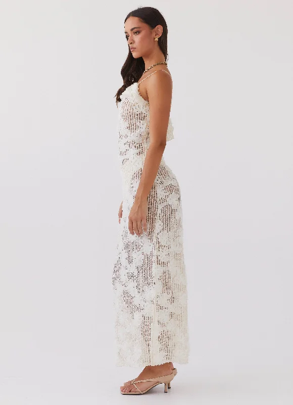 Evangeline Embroidered Maxi Dress - Ivory Tea