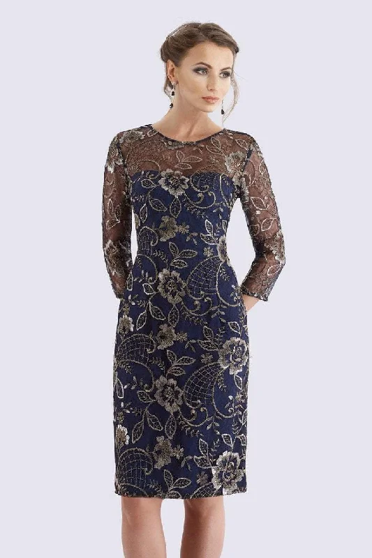 Feriani Couture - Gilt Floral Embroidered Quarter Sleeve Dress