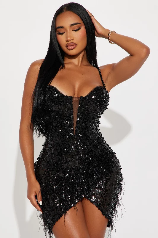 Gina Embellished Mini Dress - Black