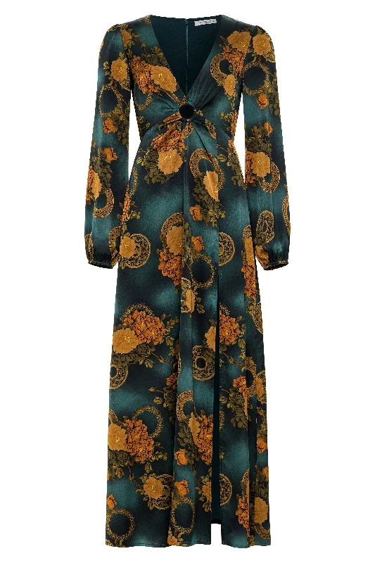 Gizelle Teal Printed Maxi Dress