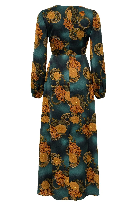 Gizelle Teal Printed Maxi Dress