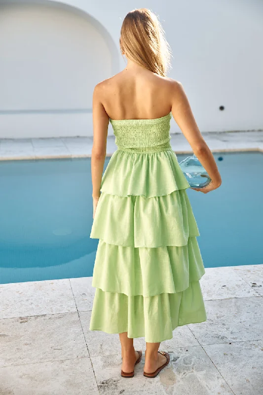 Glass Slipper Strapless Maxi Dress Green