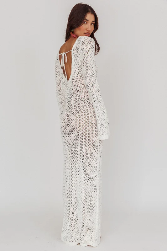 Hold My Heart Knit Maxi Dress Off White