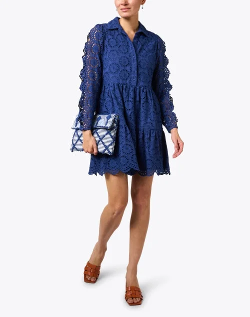 Isabella Navy Lace Shirt Dress