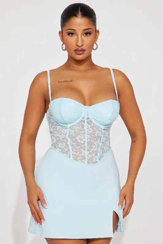 Jamie Corset Mini Dress - Light Blue