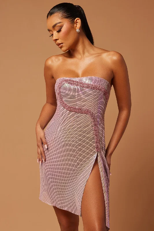 Jolie Chainmail Mini Dress - Pink