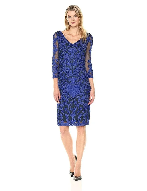 JS Collections - Illusion Sleeve Soutache Embroidered Dress 865802