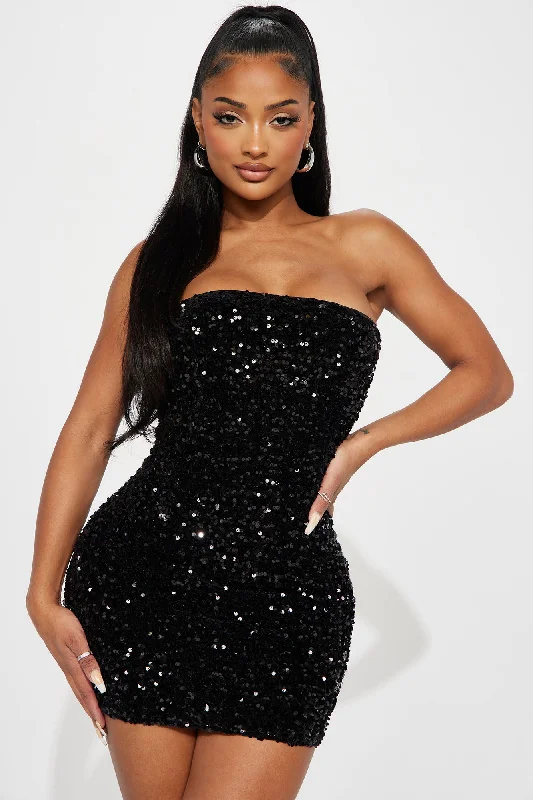 Kara Sequin Mini Dress - Black