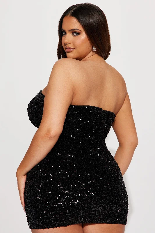 Kara Sequin Mini Dress - Black