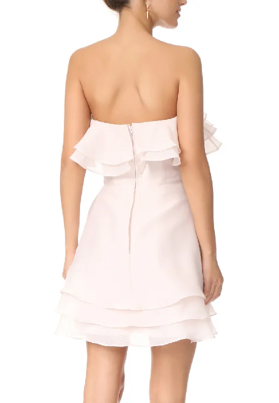 Nude Float Strapless Organza Mini Dress