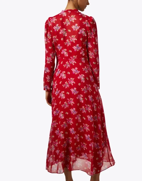 Keira Red Floral Silk Dress