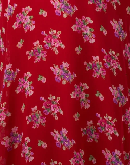 Keira Red Floral Silk Dress