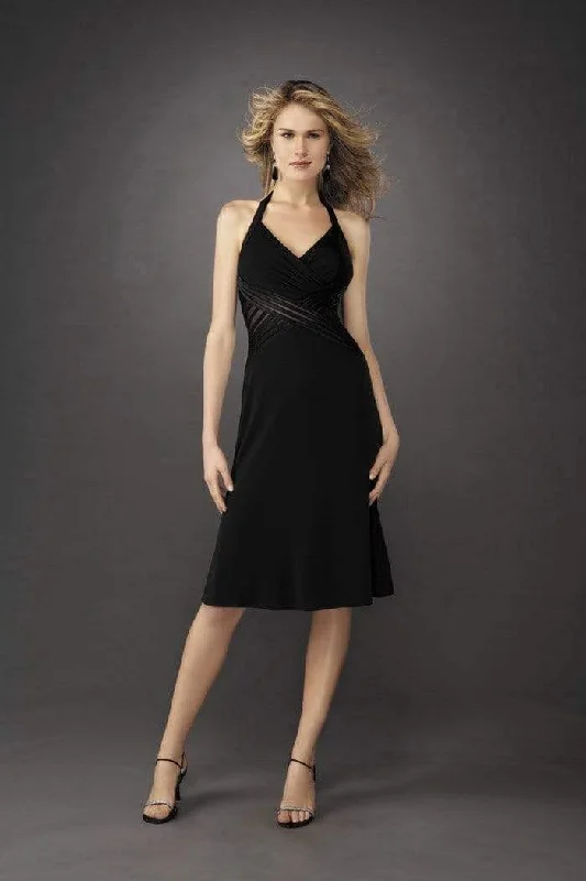 La Femme - 12722 Knee Length Sheer Crisscross Midriff Dress