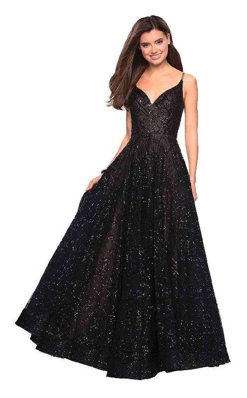 La Femme - 27199 Sparkling Sequin Sleeveless A-Line Dress