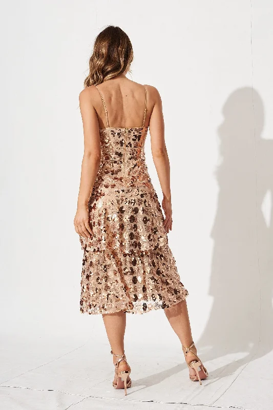 Last Kiss Sequin Dress In Rose Gold