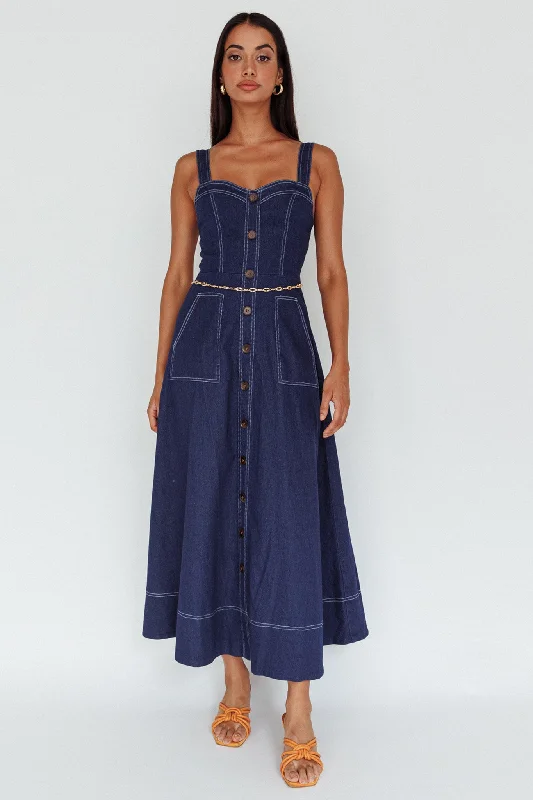 Laureen Pocket Maxi Dress Denim Indigo